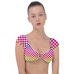 Polka-dots-callor Cap Sleeve Ring Bikini Top