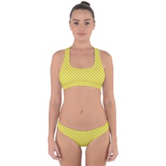 Polka-dots-yellow Cross Back Hipster Bikini Set by nate14shop