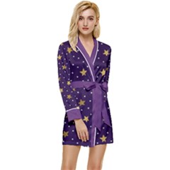 Dots And Stars Long Sleeve Satin Robe by flowerland