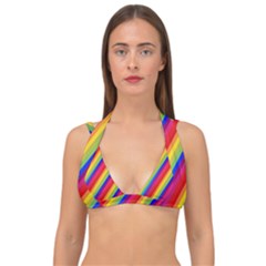 Rainbow-lines Double Strap Halter Bikini Top by nate14shop
