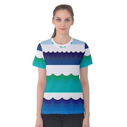 Water-border Women s Cotton Tee by nate14shop