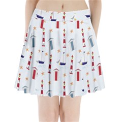 Nautical-ilustrasi Pleated Mini Skirt