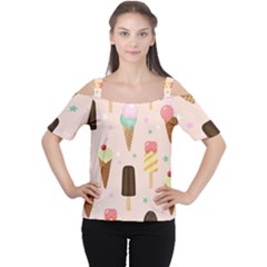 Cute-pink-ice-cream-and-candy-seamless-pattern-vector Cutout Shoulder Tee