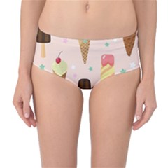 Cute-pink-ice-cream-and-candy-seamless-pattern-vector Mid-waist Bikini Bottoms by nate14shop