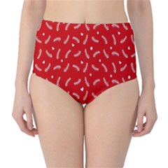 Christmas Pattern,love Red Classic High-waist Bikini Bottoms by nate14shop