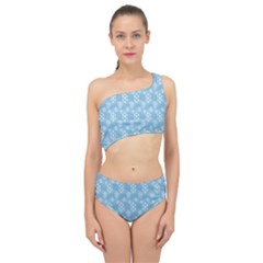 Snowflakes, White Blue Spliced Up Two Piece Swimsuit by nateshop