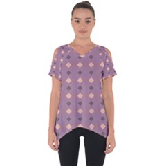 Pattern-puple Box Cut Out Side Drop Tee by nateshop