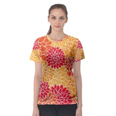Background Colorful Floral Women s Sport Mesh Tee
