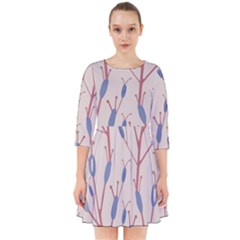 Floral Branches Plant Drawing Smock Dress