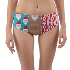  Christmas Claus Continuous Reversible Mid-waist Bikini Bottoms by artworkshop