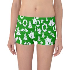 Green  Background Card Christmas  Reversible Boyleg Bikini Bottoms by artworkshop