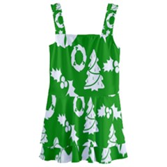 Green  Background Card Christmas  Kids  Layered Skirt Swimsuit