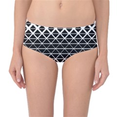Triangle-black White Mid-waist Bikini Bottoms