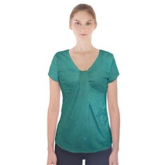 Background-green Short Sleeve Front Detail Top by nateshop