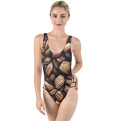 Coffe High Leg Strappy Swimsuit by nateshop