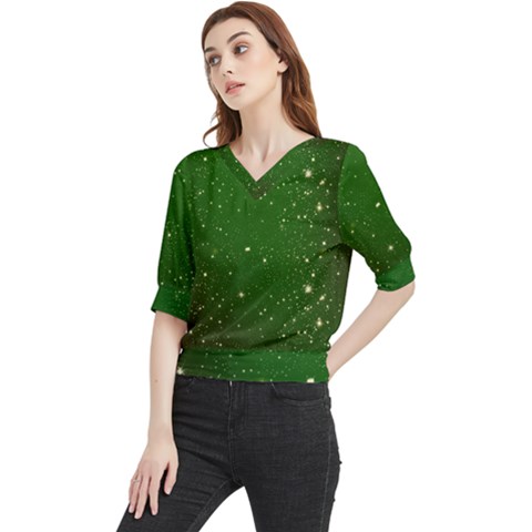 Background-star -green Quarter Sleeve Blouse by nateshop