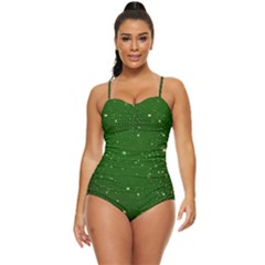 Background-star -green Retro Full Coverage Swimsuit by nateshop