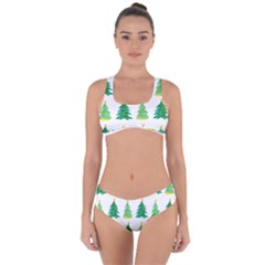 Christmas Trees Watercolor Decoration Criss Cross Bikini Set