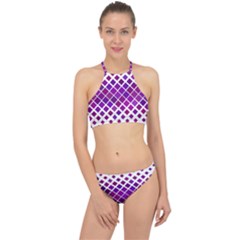 Pattern-box Purple White Racer Front Bikini Set by nateshop