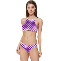 Pattern-box Purple White Banded Triangle Bikini Set by nateshop