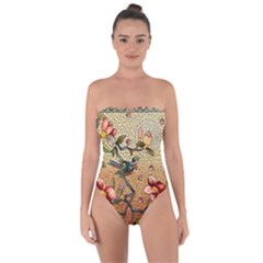 Flower Cubism Mosaic Vintage Tie Back One Piece Swimsuit by Jancukart