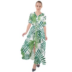 Leaves Background Wallpaper Pattern Waist Tie Boho Maxi Dress by Amaryn4rt