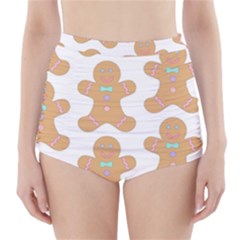 Happy Birthday Pattern Christmas Biscuits Pastries High-waisted Bikini Bottoms by artworkshop