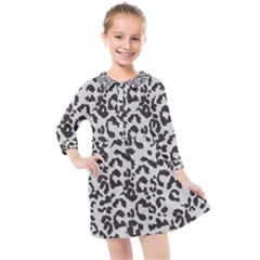 Grey And Black Jaguar Dots Kids  Quarter Sleeve Shirt Dress by ConteMonfrey