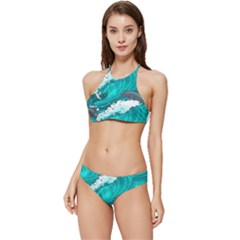 Sea Waves Seamless Pattern Banded Triangle Bikini Set by Wegoenart