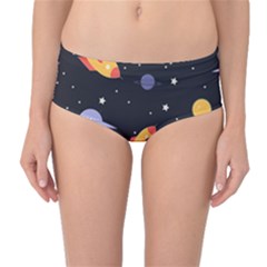 Cosmos Rocket Spaceships Ufo Mid-waist Bikini Bottoms by Wegoenart