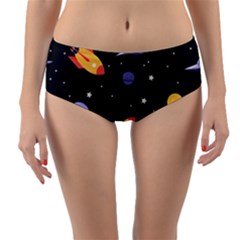 Cosmos Rocket Spaceships Ufo Reversible Mid-waist Bikini Bottoms by Wegoenart