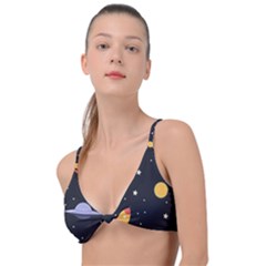 Cosmos Rocket Spaceships Ufo Knot Up Bikini Top by Wegoenart