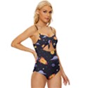 Cosmos Rocket Spaceships Ufo Knot Front One-Piece Swimsuit View3
