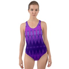 Illustration Purple Abstract Wallpaper Pattern Abstract Cut-out Back One Piece Swimsuit by Sudhe