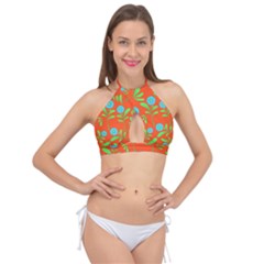 Background-texture-seamless-flowers Cross Front Halter Bikini Top