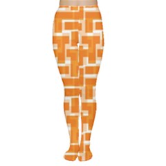 Illustration Orange Background Rectangles Pattern Tights by Amaryn4rt