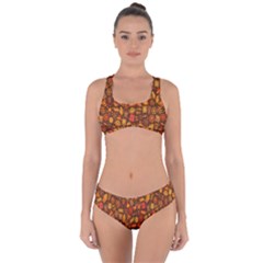 Pattern-orange,seamles,chrismast Criss Cross Bikini Set by nateshop