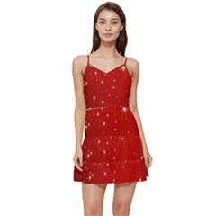 Stars-red Chrismast Short Frill Dress by nateshop