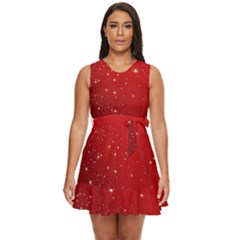 Stars-red Chrismast Waist Tie Tier Mini Chiffon Dress by nateshop
