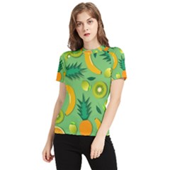 Fruit Tropical Pattern Design Art Women s Short Sleeve Rash Guard