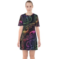 Patina Swirl Sixties Short Sleeve Mini Dress by MRNStudios