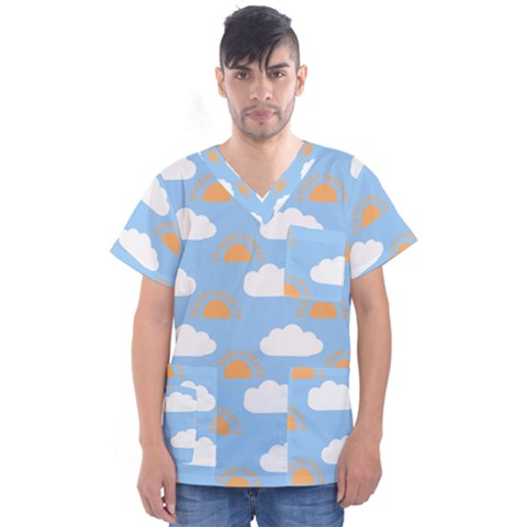 Sun And Clouds   Men s V-neck Scrub Top by ConteMonfrey