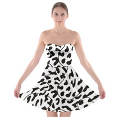 Leopard Print Black And White Strapless Bra Top Dress by ConteMonfrey