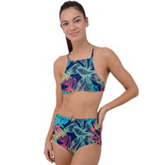 Sheets Tropical Picture Plant Pattern High Waist Tankini Set by Ravend