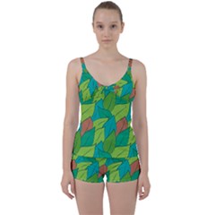 Leaves Pattern Autumn Background Tie Front Two Piece Tankini by Ravend