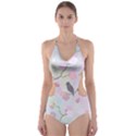 Bird Blossom Seamless Pattern Cut-Out One Piece Swimsuit View1