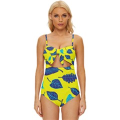 Sheets Pattern Picture Detail Knot Front One-piece Swimsuit by Ravend