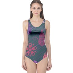 Floral Non Seamless Pattern One Piece Swimsuit by Ravend