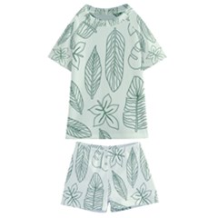 Banana Leaves Draw  Kids  Swim Tee And Shorts Set by ConteMonfrey