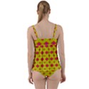 Red Yellow Abstract Twist Front Tankini Set View2